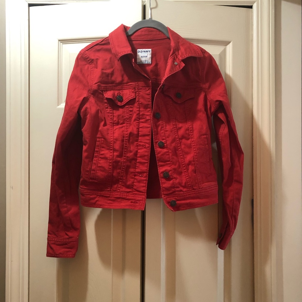Old Navy Size XS Red Denim Jacket Pre-owned